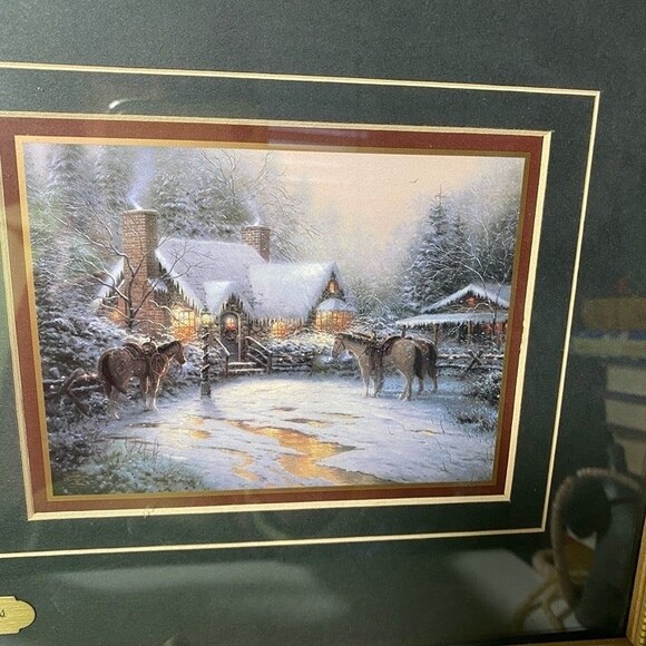 Thomas Kinkade Framed Art Glass Triple Pictures Collectors Society 1998 - Picture 4 of 9